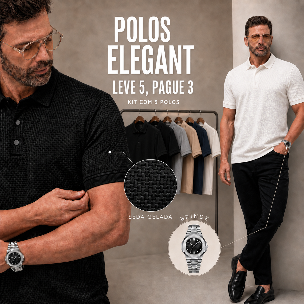 Camisa Polo Elegant Masculina — Leve 5 Pague 3 - foto 1